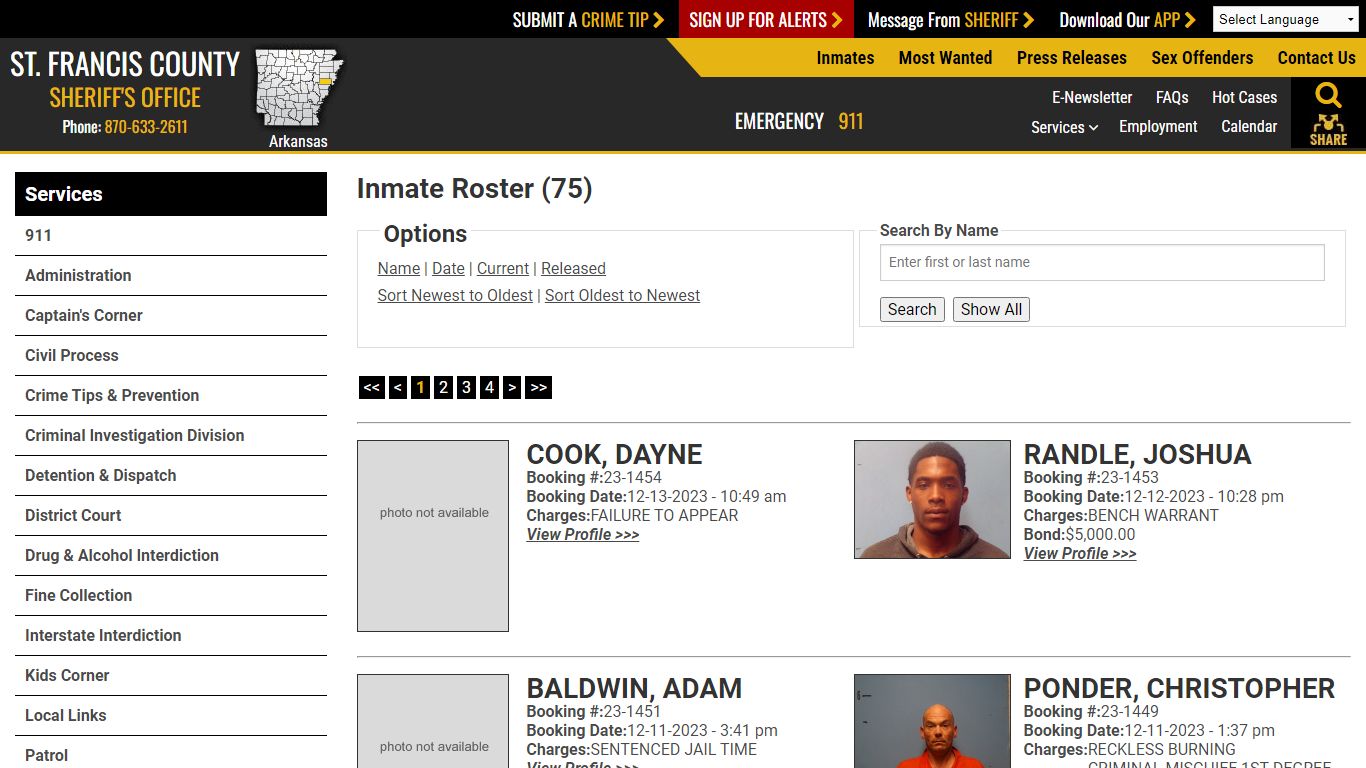 Inmate Roster (76) - St. Francis County Sheriff